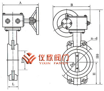 D371F四氟密封對夾蝶閥